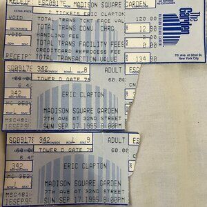 Lot of Eric Clapton Ticket Stubs MSG Madison Square Garden Sept. 17, 1995